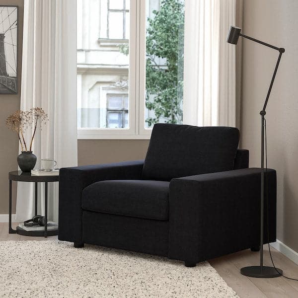 VIMLE Armchair - with wide armrests/Saxemara blue-black , - best price from Maltashopper.com 39477195