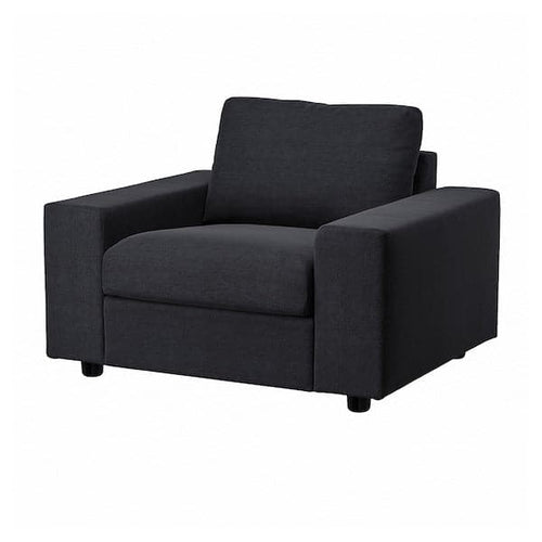 VIMLE Armchair - with wide armrests/Saxemara blue-black ,