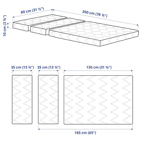 Ikea VIMSIG Mattress foam extendable bed 80x200 cm , 80x200 cm