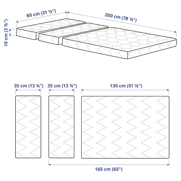 VIMSIG Mattress foam extendable bed 80x200 cm , 80x200 cm - best price from Maltashopper.com 40339382