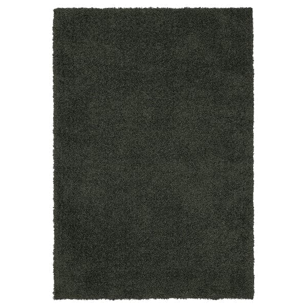 VINDEBÄK - Rug, high pile, dark green, 133x195 cm