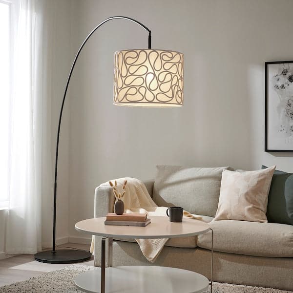 VINGMAST / SKAFTET Floor lamp, arched - beige/black , - best price from Maltashopper.com 59424554