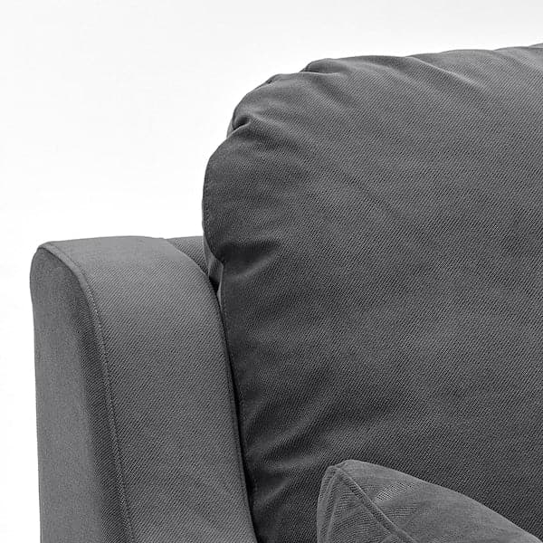 VINLIDEN - 3-seater sofa with chaise-longue, Hakebo dark grey , - best price from Maltashopper.com 39304675