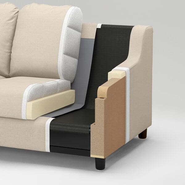 VINLIDEN - 3-seater sofa with chaise-longue, Hakebo light turquoise , - best price from Maltashopper.com 19304681