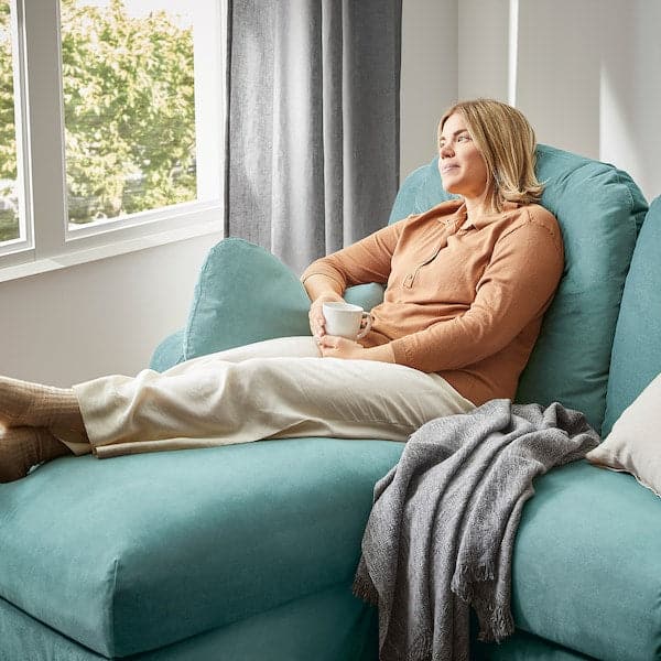 VINLIDEN - 3-seater sofa with chaise-longue, Hakebo light turquoise , - best price from Maltashopper.com 19304681
