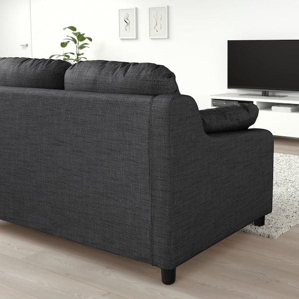 Ikea VINLIDEN - 3-seater sofa with chaise-longue, Hillared anthracite ,