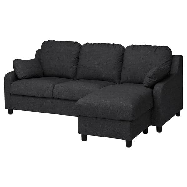 Ikea VINLIDEN - 3-seater sofa with chaise-longue, Hillared anthracite ,