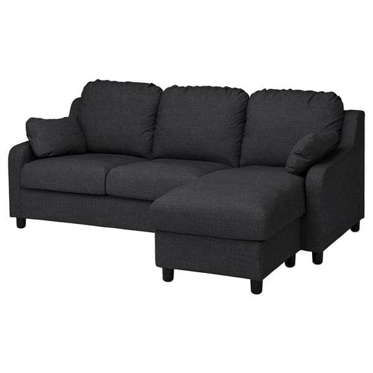 Ikea VINLIDEN - 3-seater sofa with chaise-longue, Hillared anthracite ,