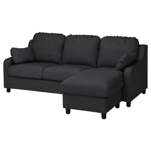 VINLIDEN - 3-seater sofa with chaise-longue, Hillared anthracite ,