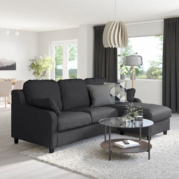 VINLIDEN - 3-seater sofa with chaise-longue, Hillared anthracite , - best price from Maltashopper.com 89304687