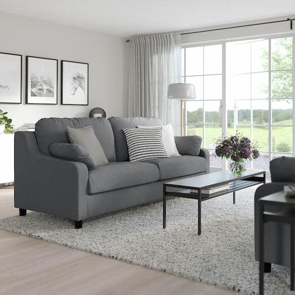 VINLIDEN 3-seater sofa - Dark grey Hakebo - best price from Maltashopper.com 49304651
