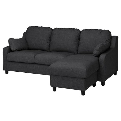 VINLIDEN 3-seater sofa lining - with chaise-longue/Hillared anthracite ,