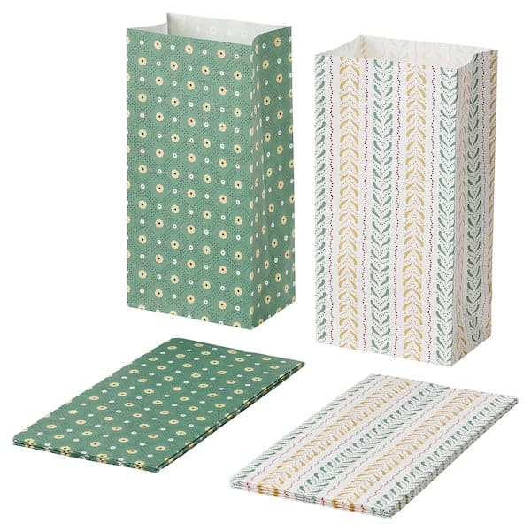 Ikea VINTERFINT - Paper bag, mixed patterns green ,