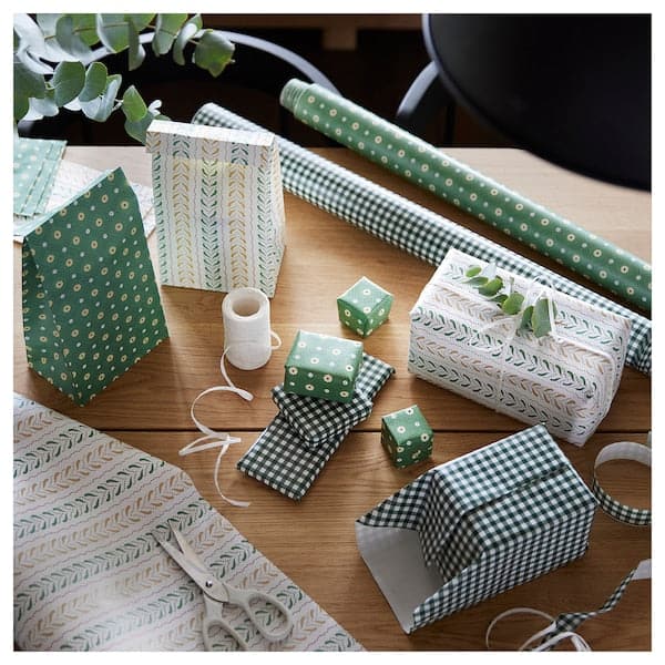 Ikea VINTERFINT - Paper bag, mixed patterns green ,