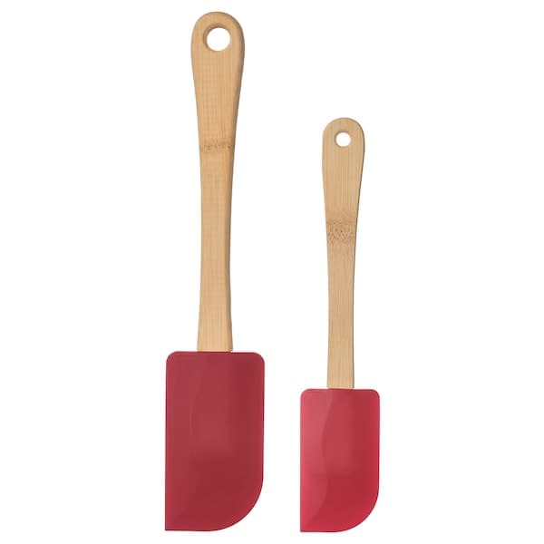 VINTERFINT - Spatula, set of 2, bamboo/silicone red