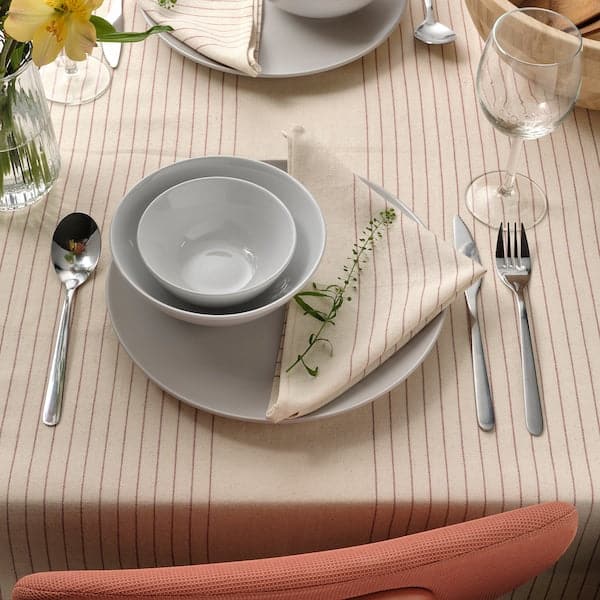Ikea VIPPSTARR - Tablecloth, stripe pattern red/natural, 150x150 cm