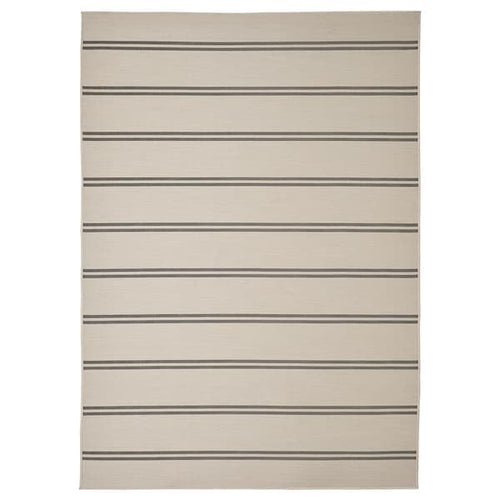 VIRKLUND - Rug flatwoven, in/outdoor, beige/dark grey, 160x230 cm