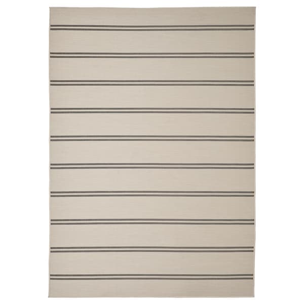 VIRKLUND - Rug flatwoven, in/outdoor, beige/dark grey, 160x230 cm