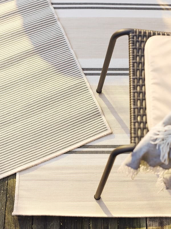 Ikea VIRKLUND - Rug flatwoven, in/outdoor, white/beige/dark grey, 80x150 cm