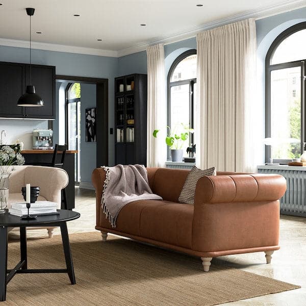 Ikea VISKAFORS 2-seater sofa, Högalid brown/beechwood ,