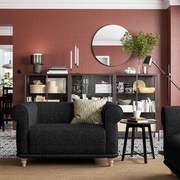 VISKAFORS Armchair 1.5 seater, Lejde anthracite/beechwood