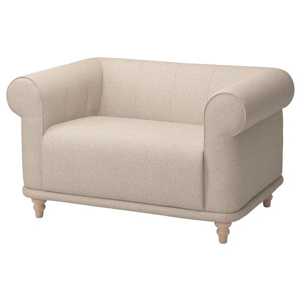 Ikea VISKAFORS Armchair 1.5 seater, Lejde light beige/beech ,