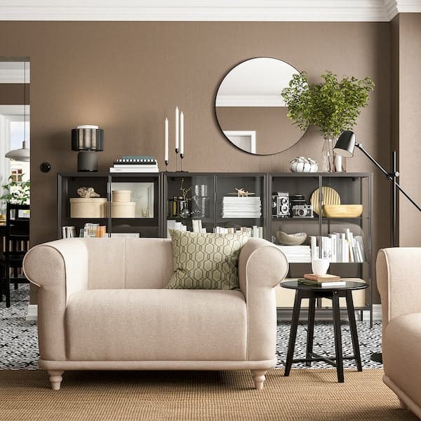 Ikea VISKAFORS Armchair 1.5 seater, Lejde light beige/beech ,