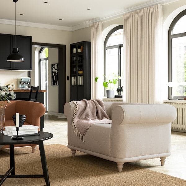 Ikea VISKAFORS Armchair 1.5 seater, Lejde light beige/beech ,