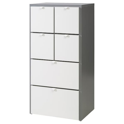 VISTHUS - Chest of 6 drawers, grey/white, 63x126 cm