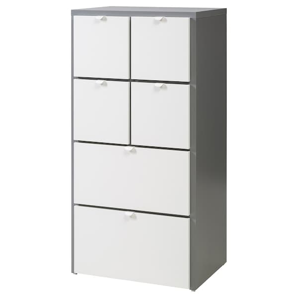 VISTHUS - Chest of 6 drawers, grey/white, 63x126 cm