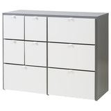 VISTHUS chest of 8 drawers, grey/white, 122x96 cm