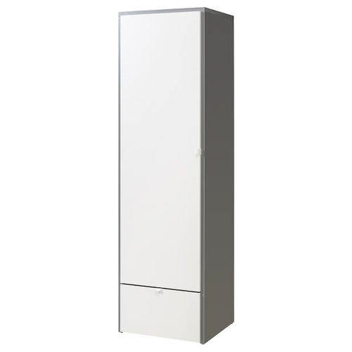 VISTHUS - Wardrobe, grey/white, 63x59x216 cm