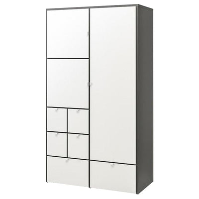 VISTHUS - Wardrobe, grey/white, 122x59x216 cm - best price from Maltashopper.com 90493446