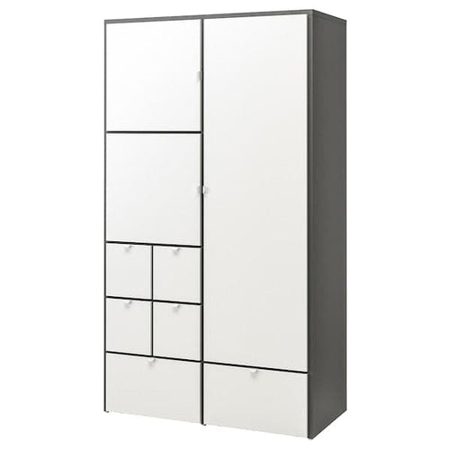 VISTHUS - Wardrobe, grey/white, 122x59x216 cm
