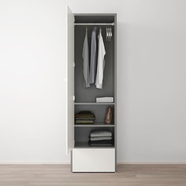VISTHUS - Wardrobe, grey/white, 63x59x216 cm - best price from Maltashopper.com 70493447