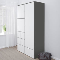 VISTHUS - Wardrobe, grey/white, 122x59x216 cm - best price from Maltashopper.com 90493446