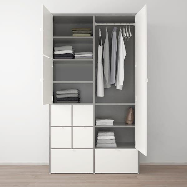 VISTHUS - Wardrobe, grey/white, 122x59x216 cm - best price from Maltashopper.com 90493446