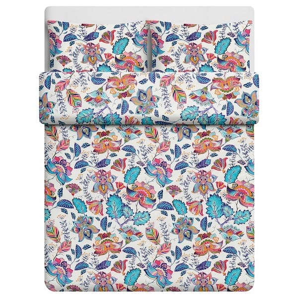 VITKNAVEL Duvet cover and 2 pillowcases, flower/fantasy, 240x220/50x80 cm , - best price from Maltashopper.com 90492654