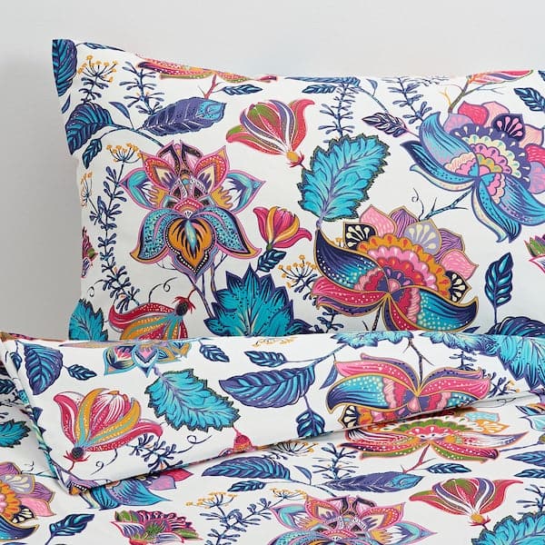 Ikea VITKNAVEL Duvet cover and 2 pillowcases, flower/fantasy, 240x220/50x80 cm ,