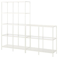 VITTSJÖ storage combination, white/glass, 200x36x175 cm