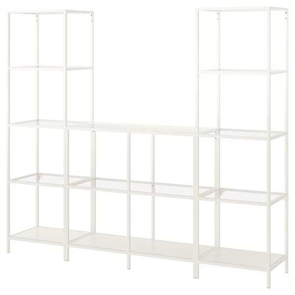 Ikea VITTSJÖ - Furniture combination, white/glass, 202x36x175 cm
