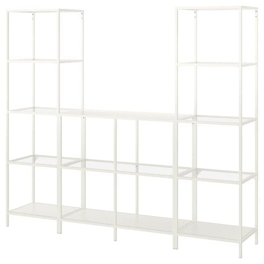 Ikea VITTSJÖ - Furniture combination, white/glass, 202x36x175 cm