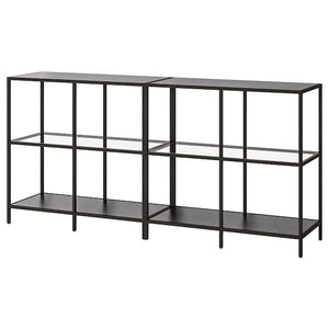 Ikea VITTSJÖ - Storage combination, black-brown/glass, 200x36x93 cm
