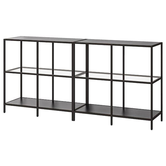 Ikea VITTSJÖ - Storage combination, black-brown/glass, 200x36x93 cm