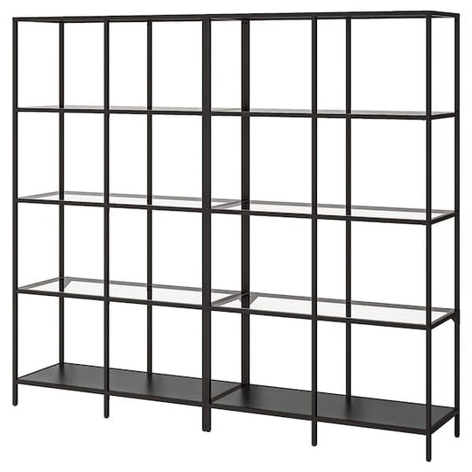 Ikea VITTSJÖ - Storage combination, black-brown/glass, 200x36x175 cm