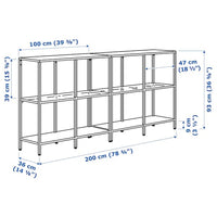 VITTSJÖ - Storage combination, black-brown/glass, 200x36x93 cm - best price from Maltashopper.com 09294526