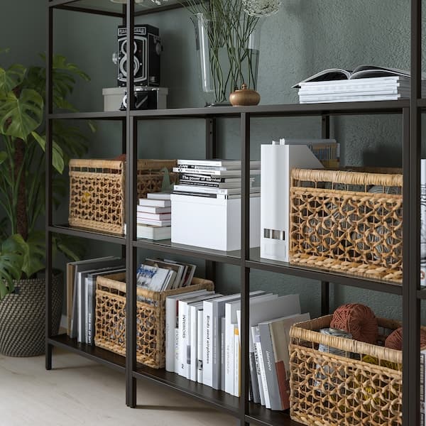 Ikea VITTSJÖ - Storage combination, black-brown/glass, 202x36x175 cm