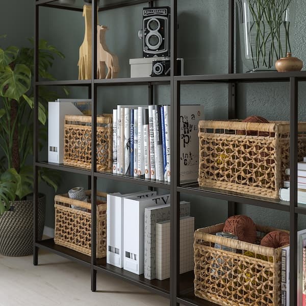 Ikea VITTSJÖ - Storage combination, black-brown/glass, 200x36x175 cm