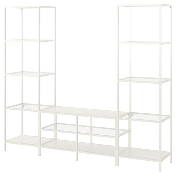 Ikea VITTSJÖ - TV combination, white/glass, 202x36x175 cm