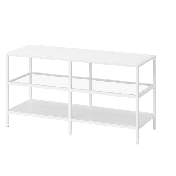 VITTSJÖ - TV cabinet, white/glass, 100x36x53 cm , 100x36x53 cm